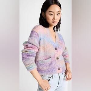 RE/DONE 90s Crop Oversized Cardigan 'Purple Space Dye' NWT size large